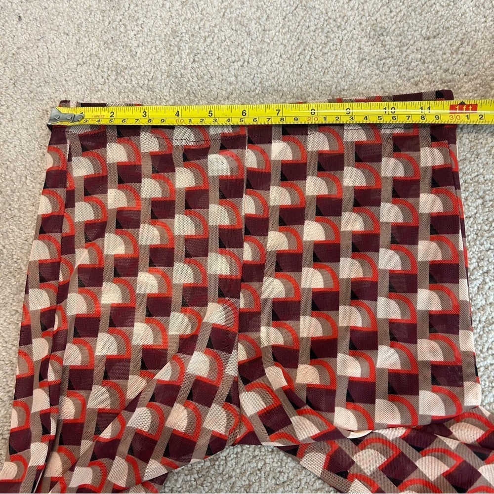 Zara retro geometric sheer slim fit stretchy pants beach coverup Sz M - Picture 7 of 11